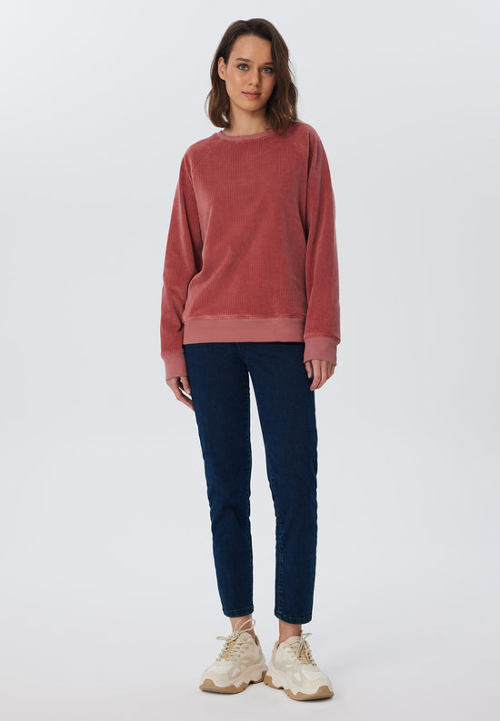 Leela Cotton 1278-072 | Damen Cord Sweatshirt - Dunkel Mauve Große Rabatte