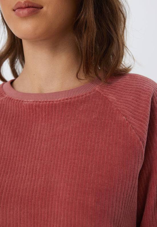 Leela Cotton 1278-072 | Damen Cord Sweatshirt - Dunkel Mauve Große Rabatte