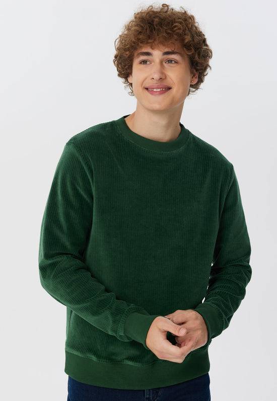 Leela Cotton 2232-067 | Herren Cord Sweatshirt - Tannennadel