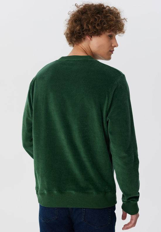 Leela Cotton 2232-067 | Herren Cord Sweatshirt - Tannennadel Neuheiten