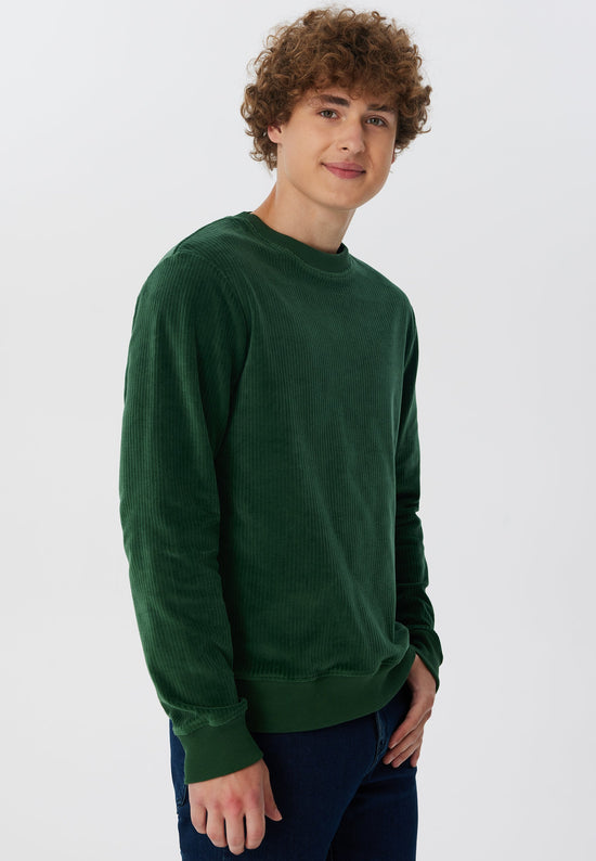 Leela Cotton 2232-067 | Herren Cord Sweatshirt - Tannennadel Neuheiten