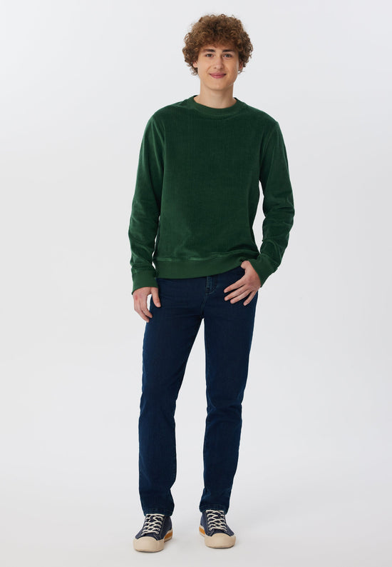 Leela Cotton 2232-067 | Herren Cord Sweatshirt - Tannennadel Neuheiten