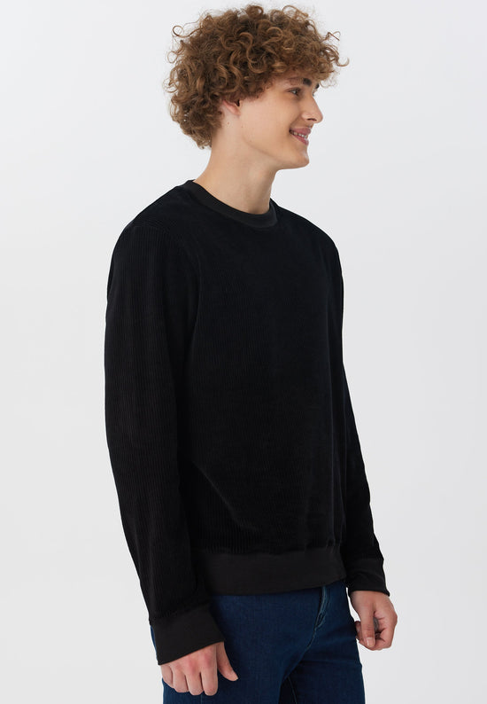 Leela Cotton 2232-021 | Herren Cord Sweatshirt - Schwarz Saisonale Angebote