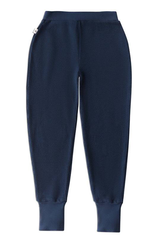 Leela Cotton 2879 ID | Waffel Strick Kinderhose - Indigo Im Verkauf