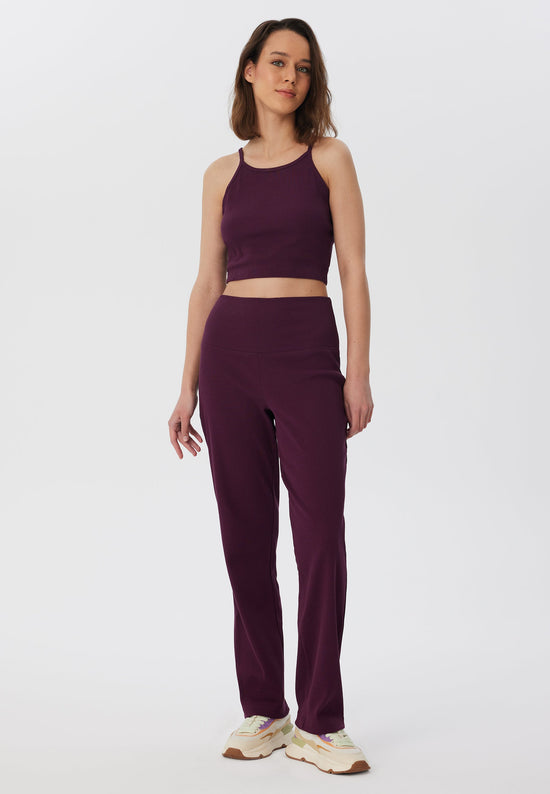 Leela Cotton 4071-028 | Ripp Hose - Aubergine Fabrik Onlineshop