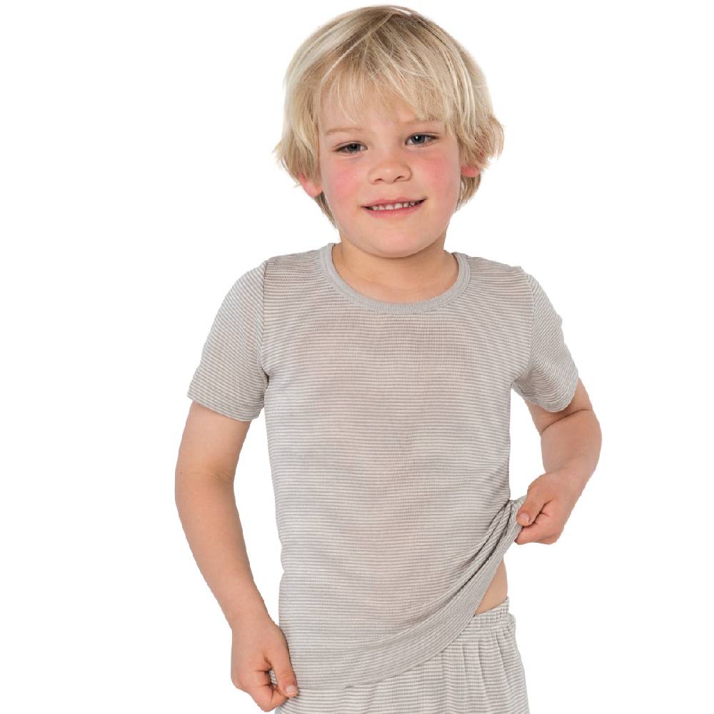 LIVING CRAFTS - Kurzarm-Shirt - Grey/Natural Striped Tägliche Deals