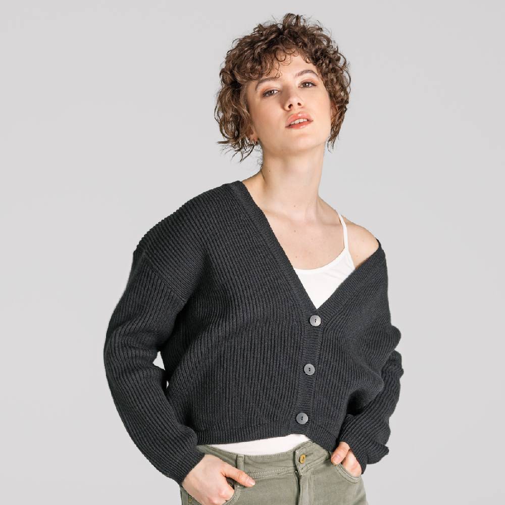 LIVING CRAFTS ALFREY - Strickjacke boxy - Off Black Günstig kaufen