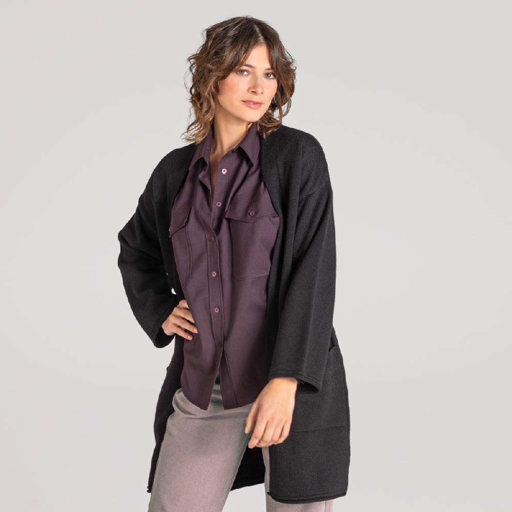 LIVING CRAFTS ANIEK - Strickjacke lang - Off Black Black Friday
