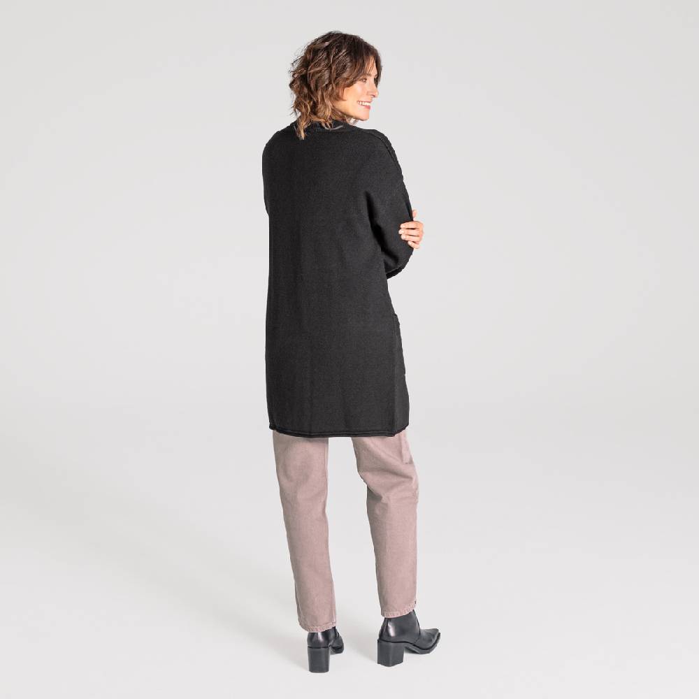 LIVING CRAFTS ANIEK - Strickjacke lang - Off Black Black Friday