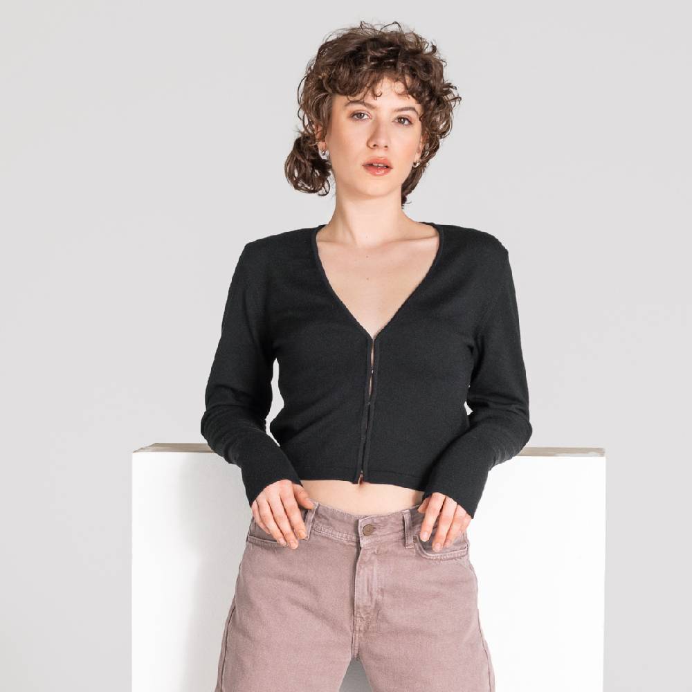 LIVING CRAFTS ALIZEE - Strickjacke - Off Black Weihnachtsangebot