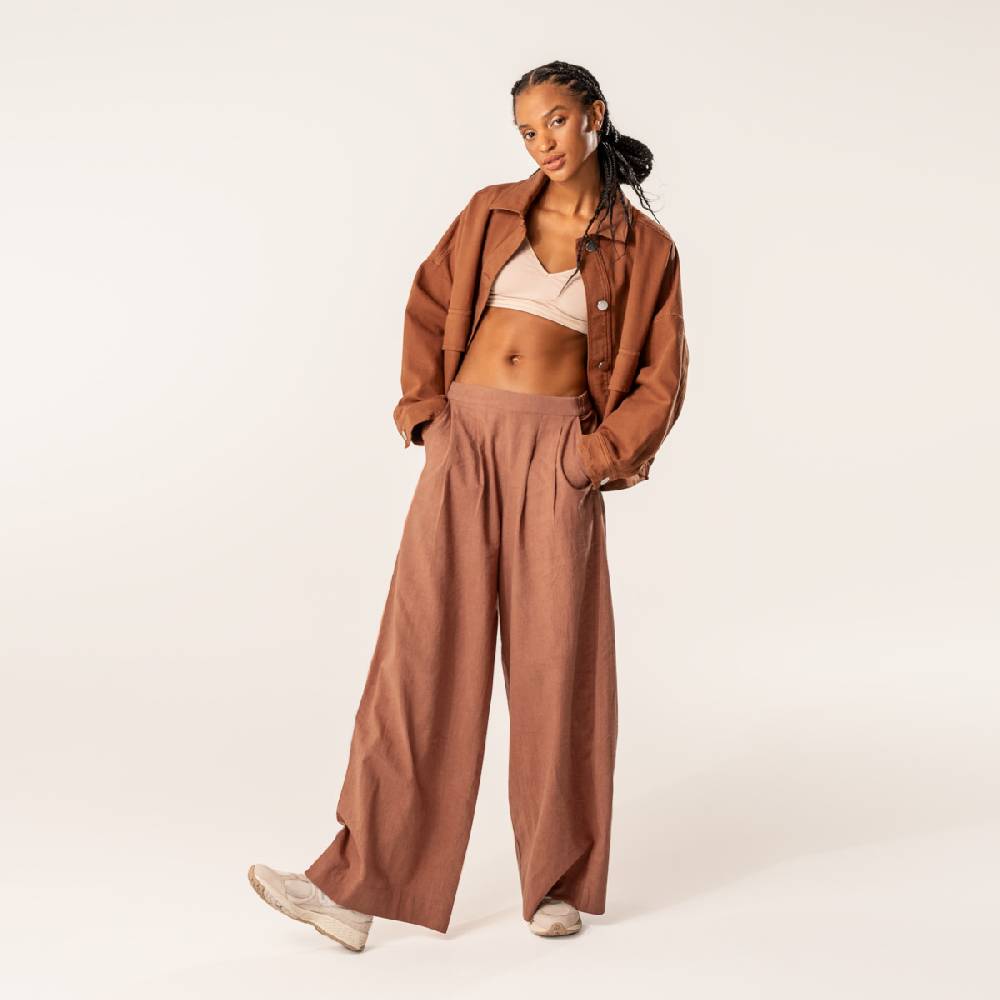 LIVING CRAFTS DUYEN - Weite Bundfaltenhose - Brown Tägliche Deals