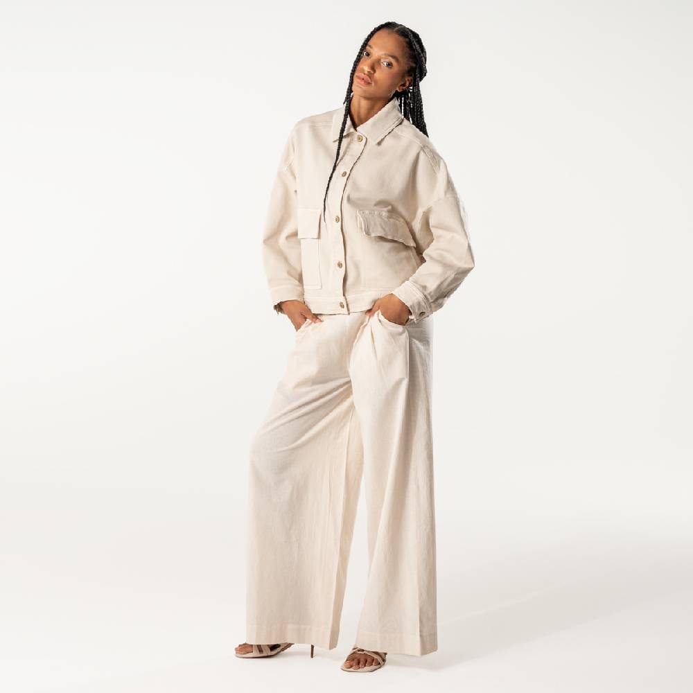 LIVING CRAFTS DUYEN - Weite Bundfaltenhose - Sand Sonderangebote
