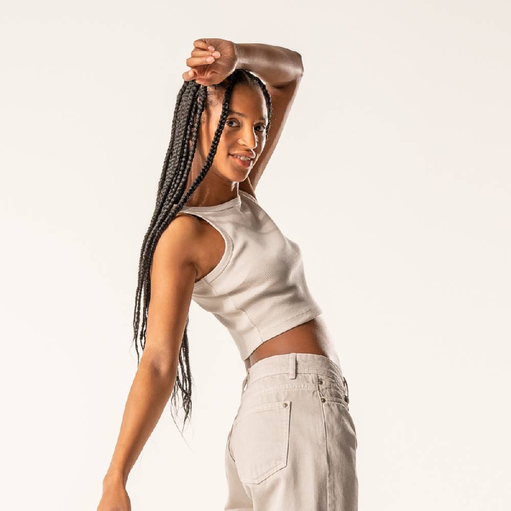 LIVING CRAFTS DEMI - Ripp-Crop-Top - Sand Letzter Tag