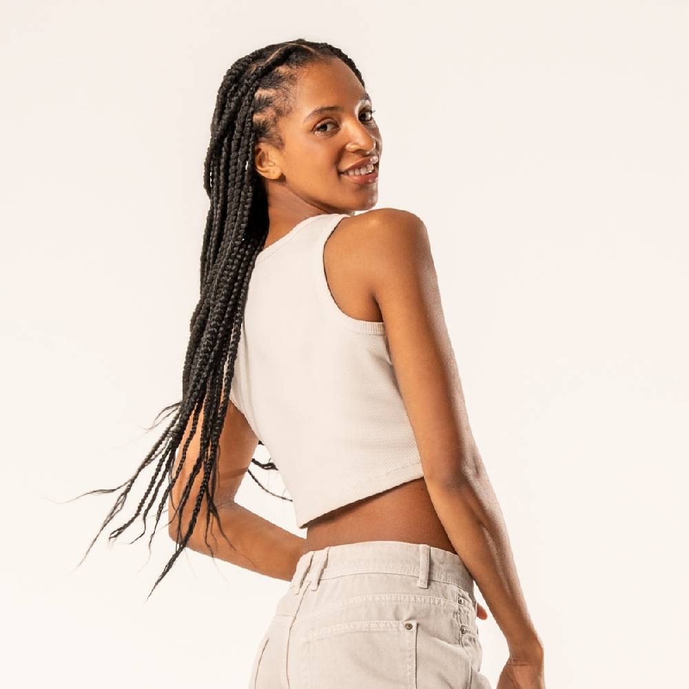 LIVING CRAFTS DEMI - Ripp-Crop-Top - Sand Letzter Tag