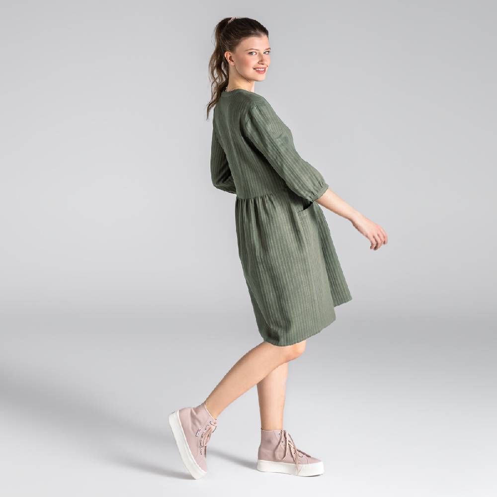 LIVING CRAFTS BLOSWEN - Seersucker Kleid - Khaki Super Rabatt