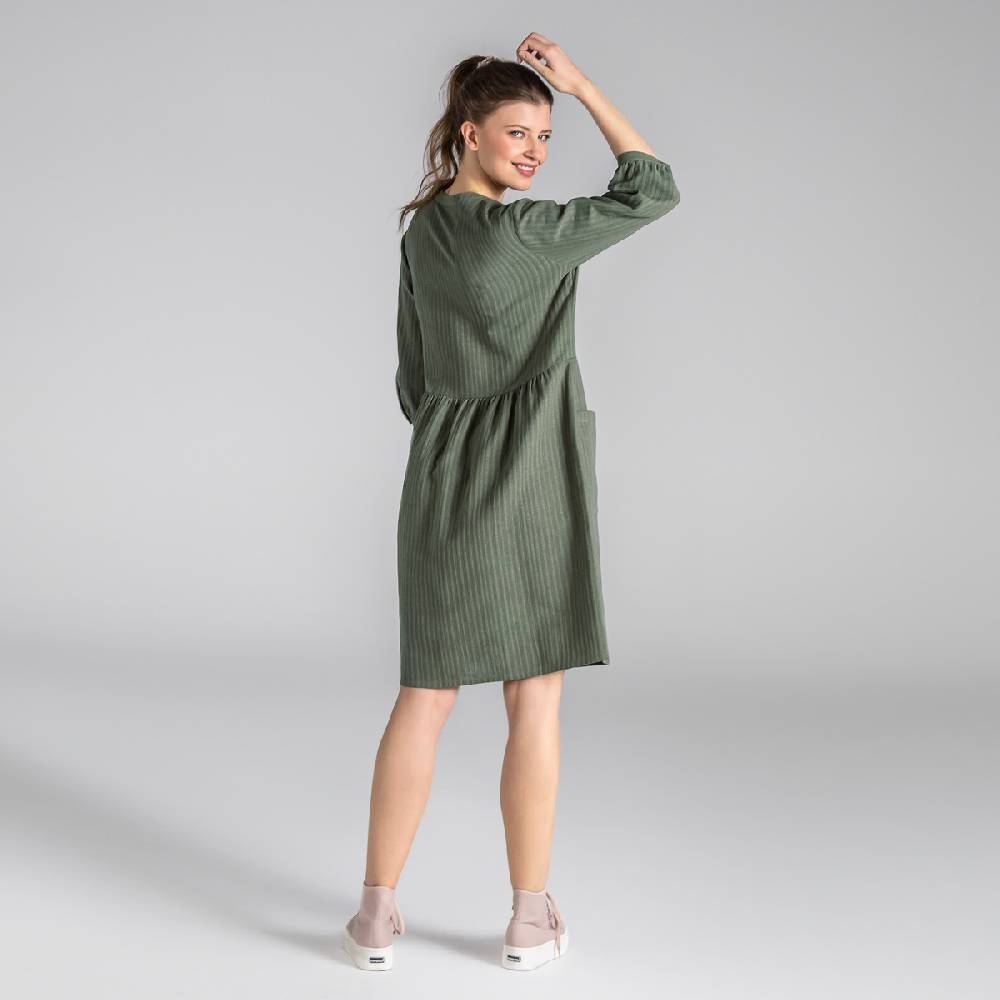 LIVING CRAFTS BLOSWEN - Seersucker Kleid - Khaki Super Rabatt