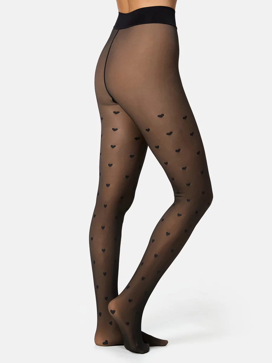 Nur Die Strumpfhose Warm & Transparent strapazierfähig 80 DEN Print - Herzdesign - Größe 40-44 Clearance-Verkauf