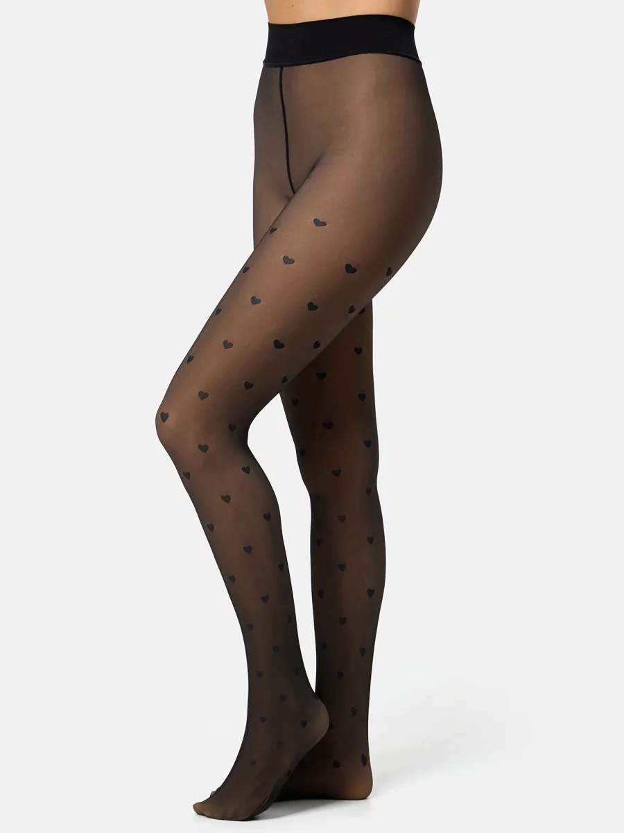 Nur Die Strumpfhose Warm & Transparent strapazierfähig 80 DEN Print - Herzdesign - Größe 40-44 Clearance-Verkauf