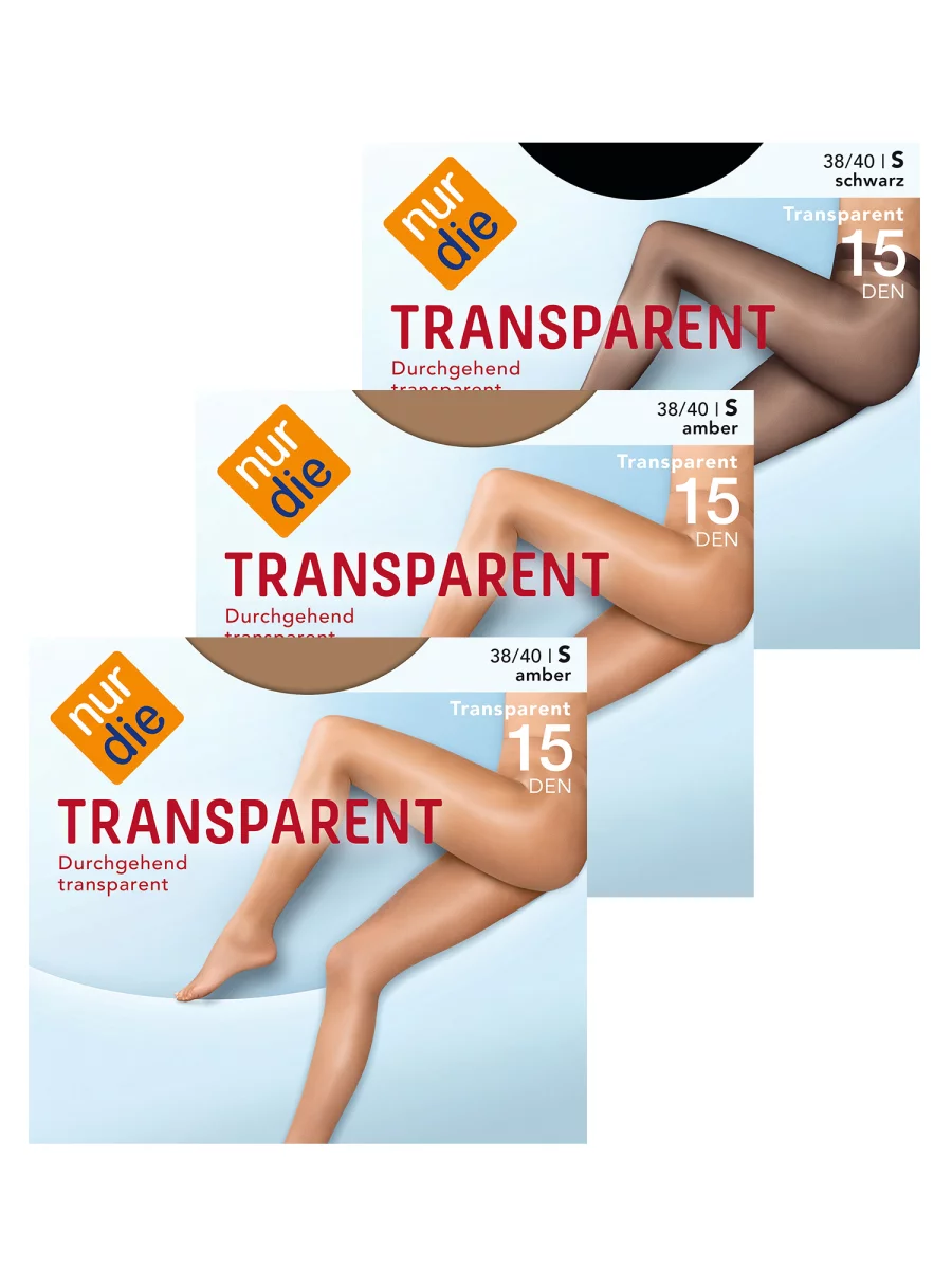 Nur Die 3-Pack Strumpfhose Transparent 15 DEN - amber/schwarz - Größe 40-44