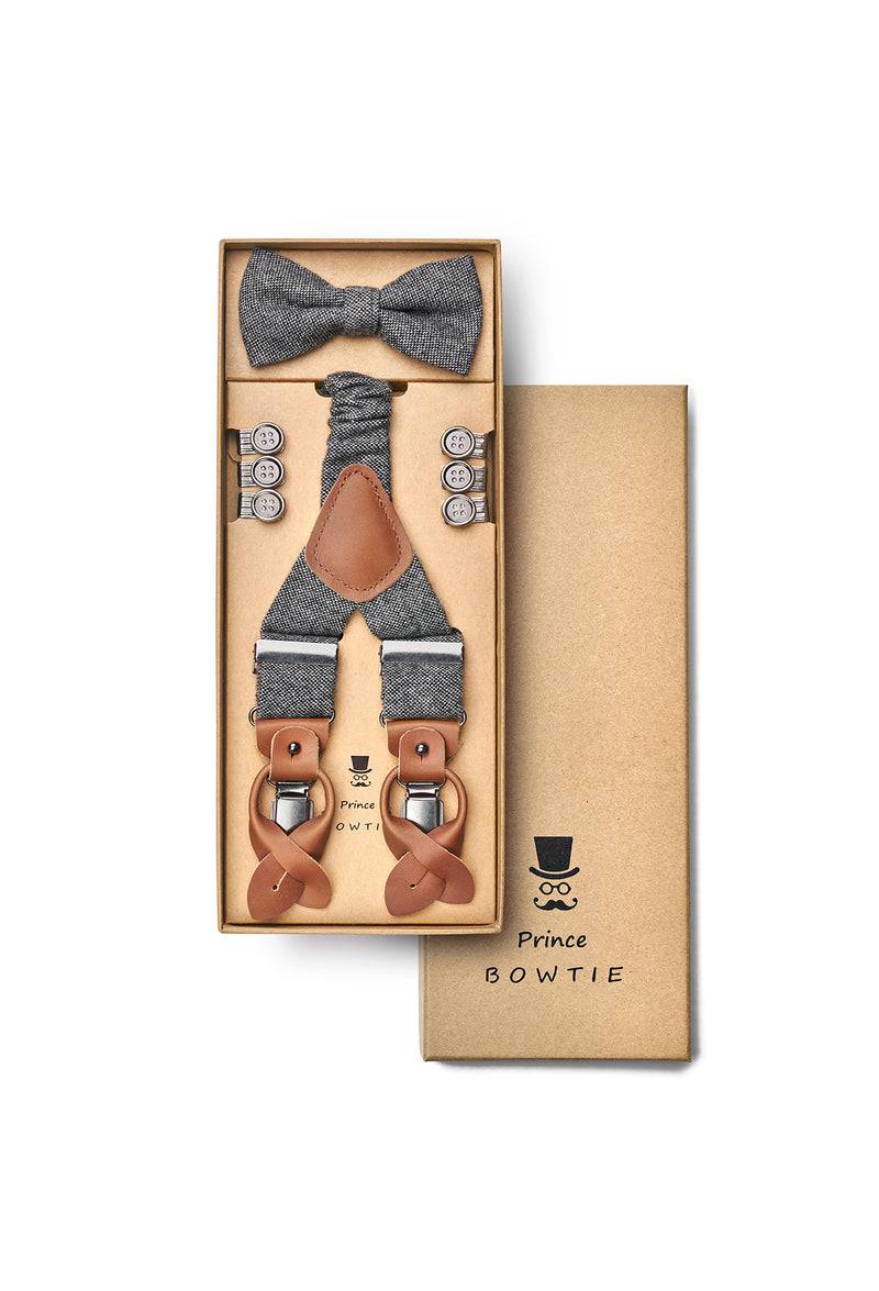 Prince Bowtie Hosenträger Set in Wolloptik