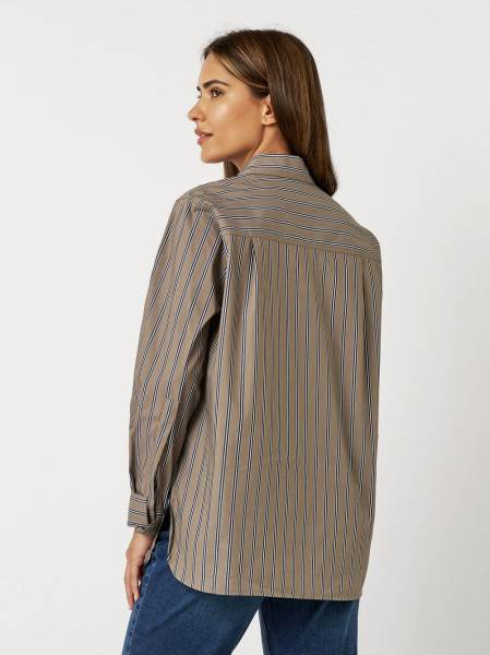 TONI Fashion Style »Alma« taupe/blue Gestreifte Hemdbluse Riesige Ersparnisse