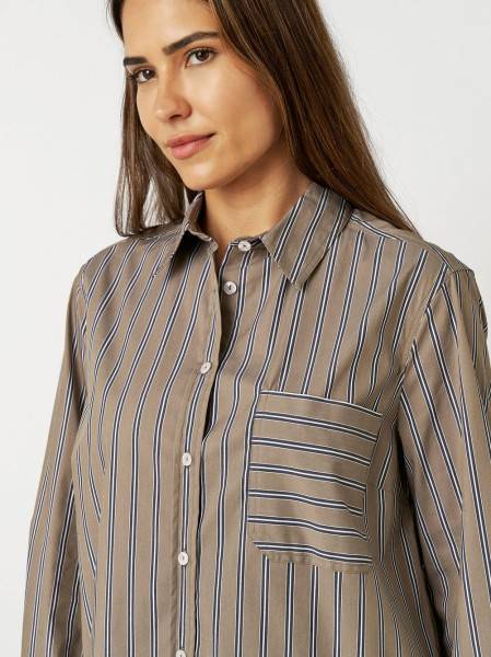 TONI Fashion Style »Alma« taupe/blue Gestreifte Hemdbluse Riesige Ersparnisse