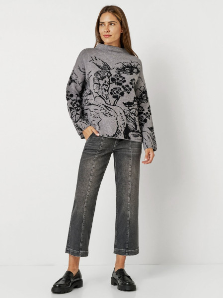 TONI Fashion Style »Gitta« grey/black Feinstrickpulli mit Blumenmuster Begrenzte Freigabe