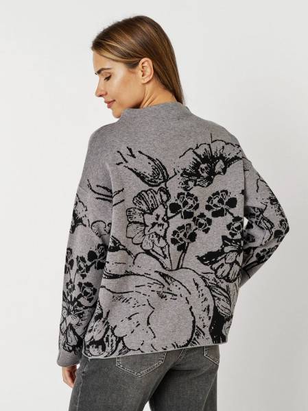 TONI Fashion Style »Gitta« grey/black Feinstrickpulli mit Blumenmuster Begrenzte Freigabe