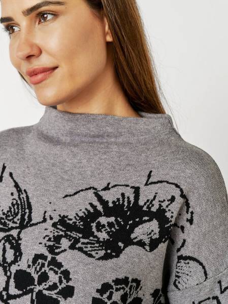 TONI Fashion Style »Gitta« grey/black Feinstrickpulli mit Blumenmuster Begrenzte Freigabe