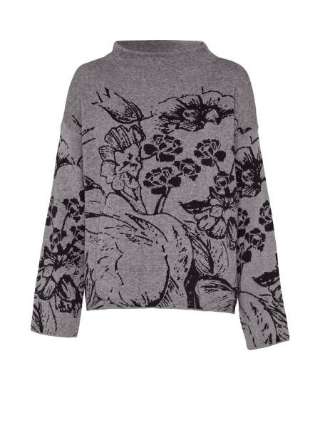 TONI Fashion Style »Gitta« grey/black Feinstrickpulli mit Blumenmuster Begrenzte Freigabe