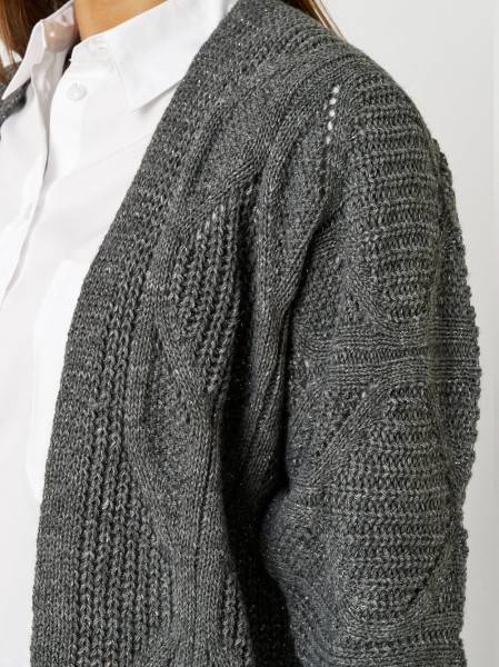 TONI Fashion Style »Haifa« grey/silver Ajour-Cardigan mit Effektgarn Letzter Tag