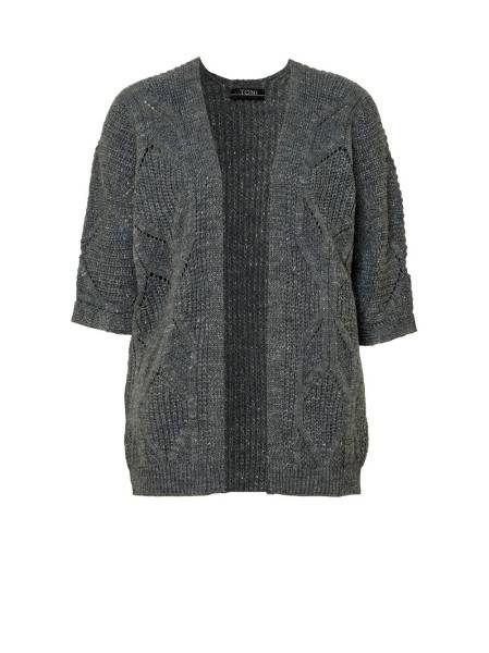 TONI Fashion Style »Haifa« grey/silver Ajour-Cardigan mit Effektgarn Letzter Tag
