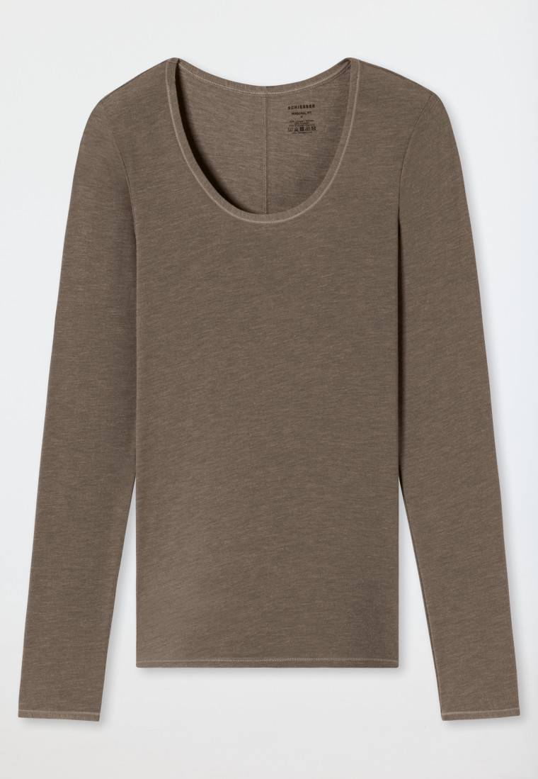 ﻿Schiesser Shirt langarm taupe - Personal Fit Jubiläumsangebot