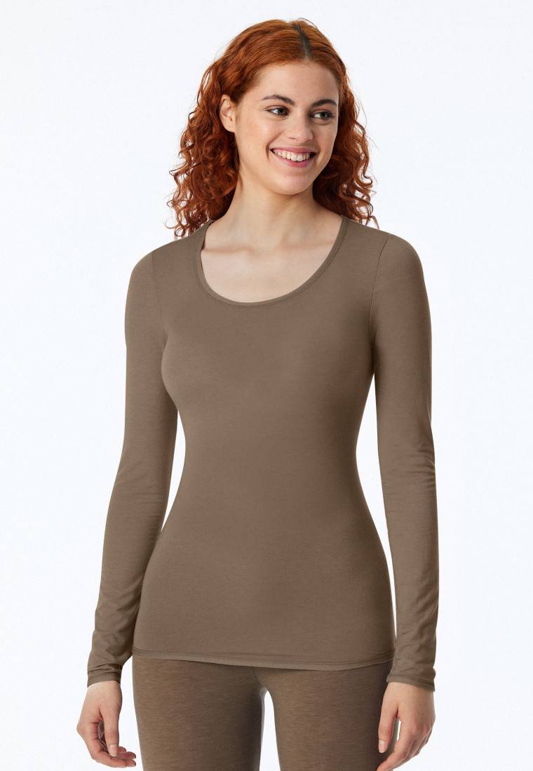 ﻿Schiesser Shirt langarm taupe - Personal Fit Jubiläumsangebot