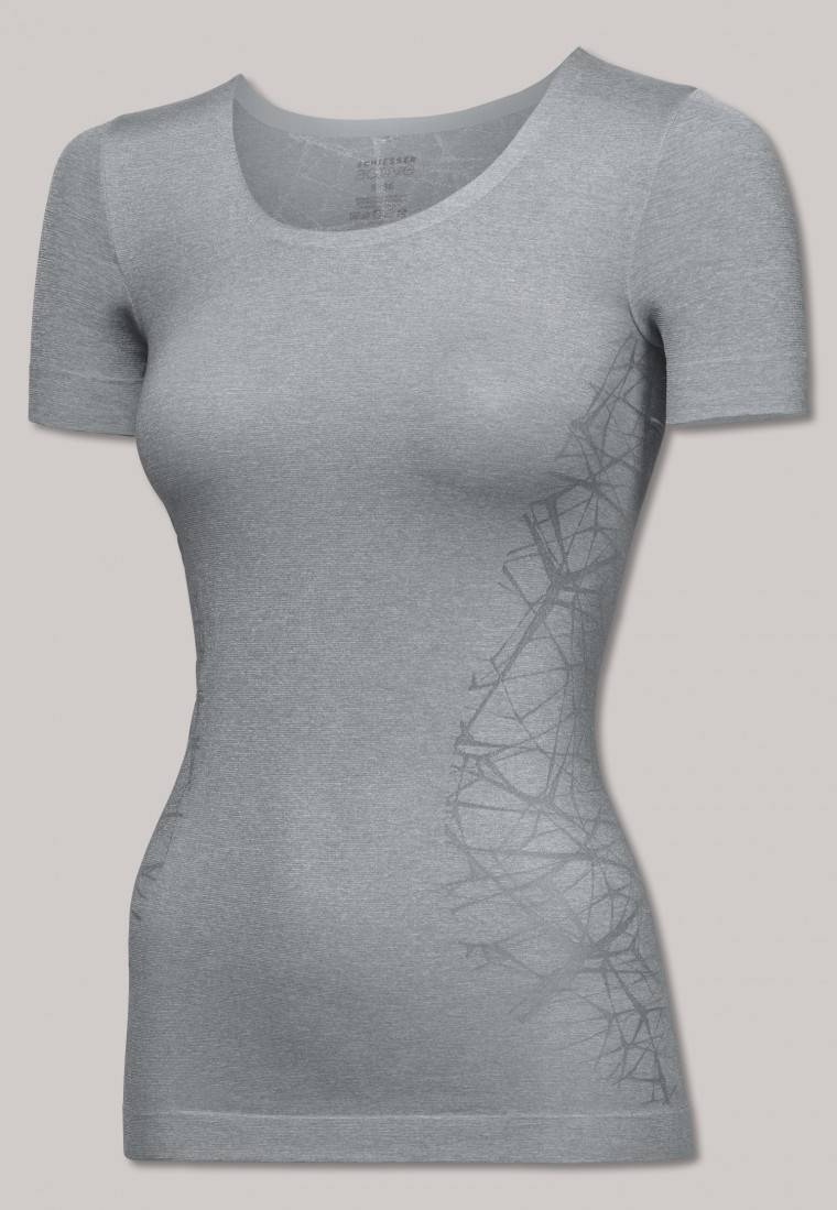 Schiesser Shirt kurzarm ultraleicht Seamless silbergrau - Active Mesh Light Heißer Verkauf