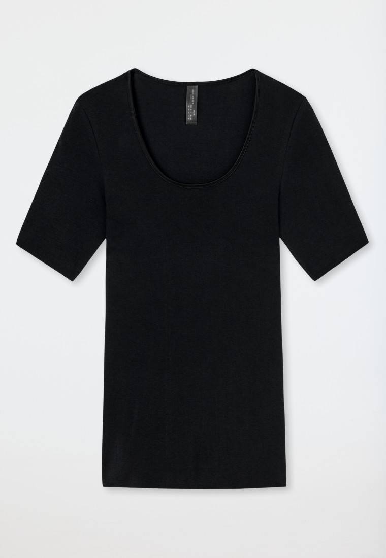 Schiesser Shirt kurzarm schwarz - Luxury Top Angebot