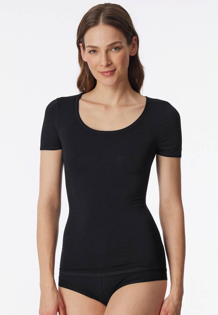 Schiesser Shirt kurzarm schwarz - Personal Fit Sonderangebote