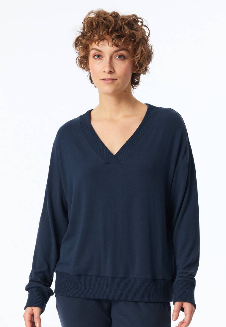 Schiesser Sweatshirt Feinripp nachtblau - Mix+Relax Begrenzte Freigabe