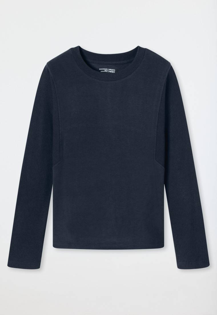 Schiesser Sweatshirt Feinripp nachtblau - Mix+Relax Letzte 3 Tage