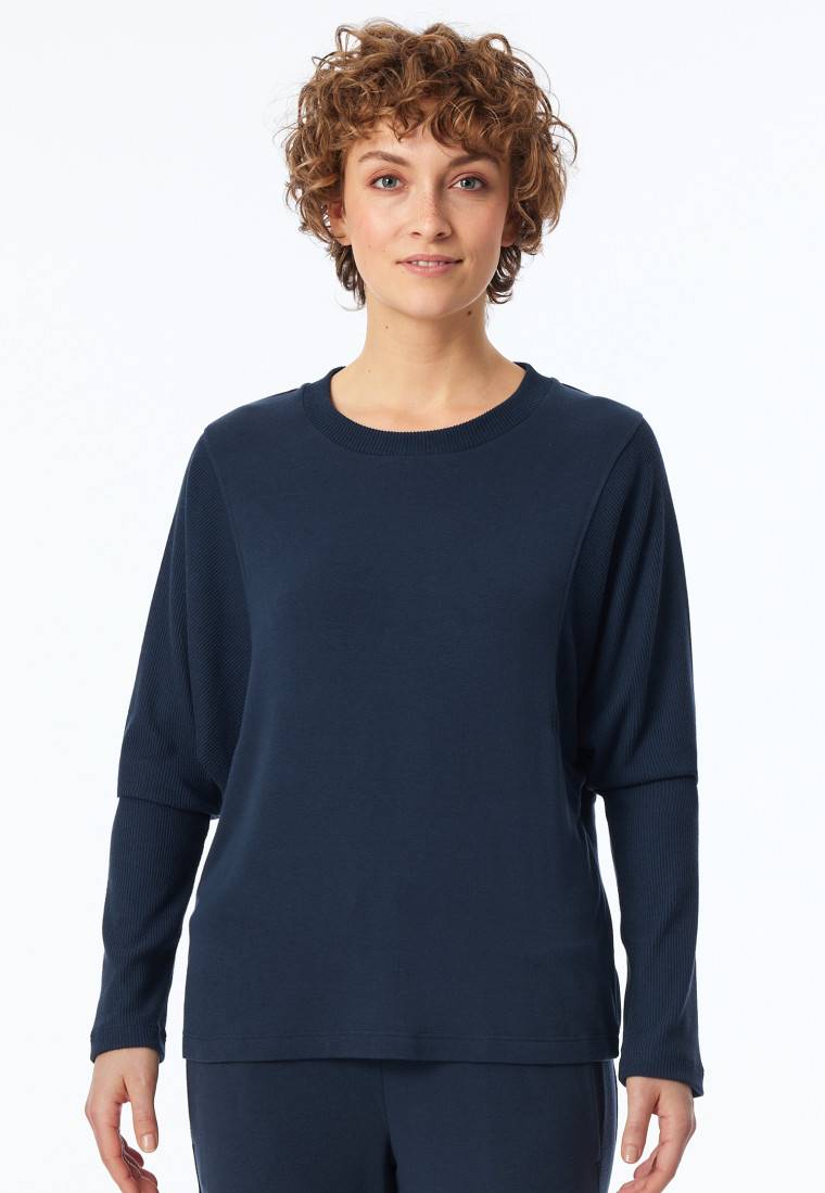 Schiesser Sweatshirt Feinripp nachtblau - Mix+Relax Letzte 3 Tage