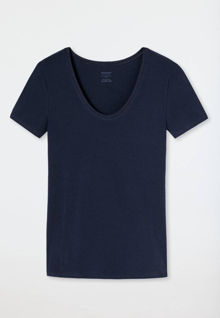 Schiesser Shirt kurzarm Feinripp nachtblau - Naturschönheit Bis zu 65% Rabatt