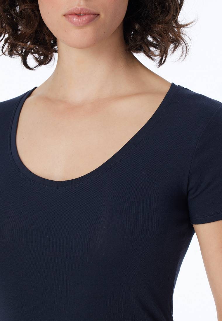 Schiesser Shirt kurzarm Feinripp nachtblau - Naturschönheit Bis zu 65% Rabatt