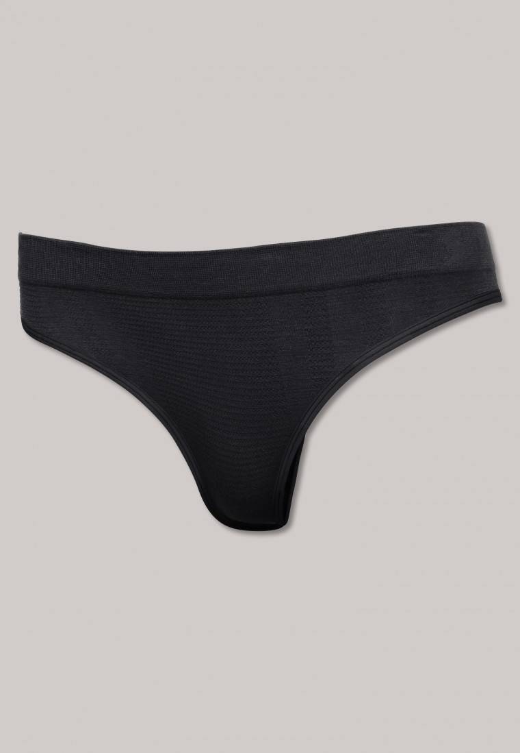 Schiesser Thong seamless Bambus schwarz - Active Mesh Bamboo 50% Rabatt mit kostenlosem Versand