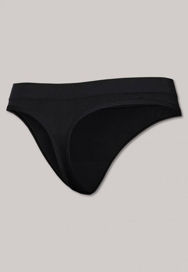 Schiesser Thong seamless Bambus schwarz - Active Mesh Bamboo 50% Rabatt mit kostenlosem Versand