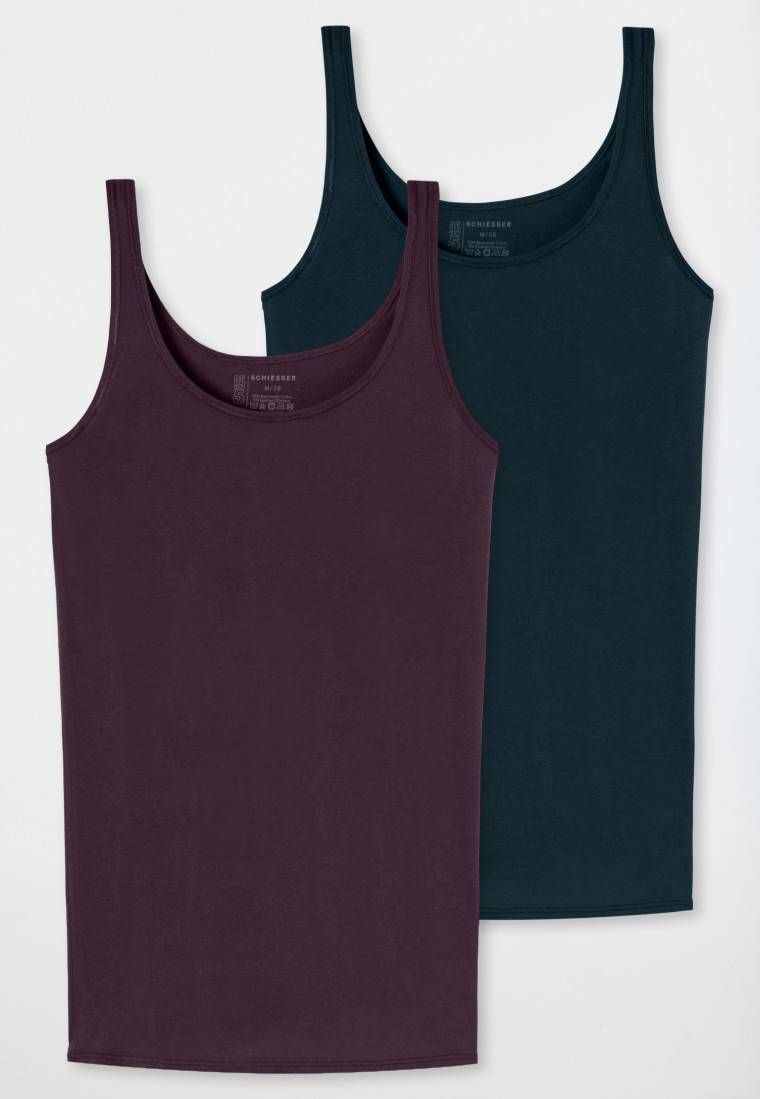 Schiesser Top 2er-Pack Organic Cotton dunkelblau/bordeaux - 95/5 Organic 2025