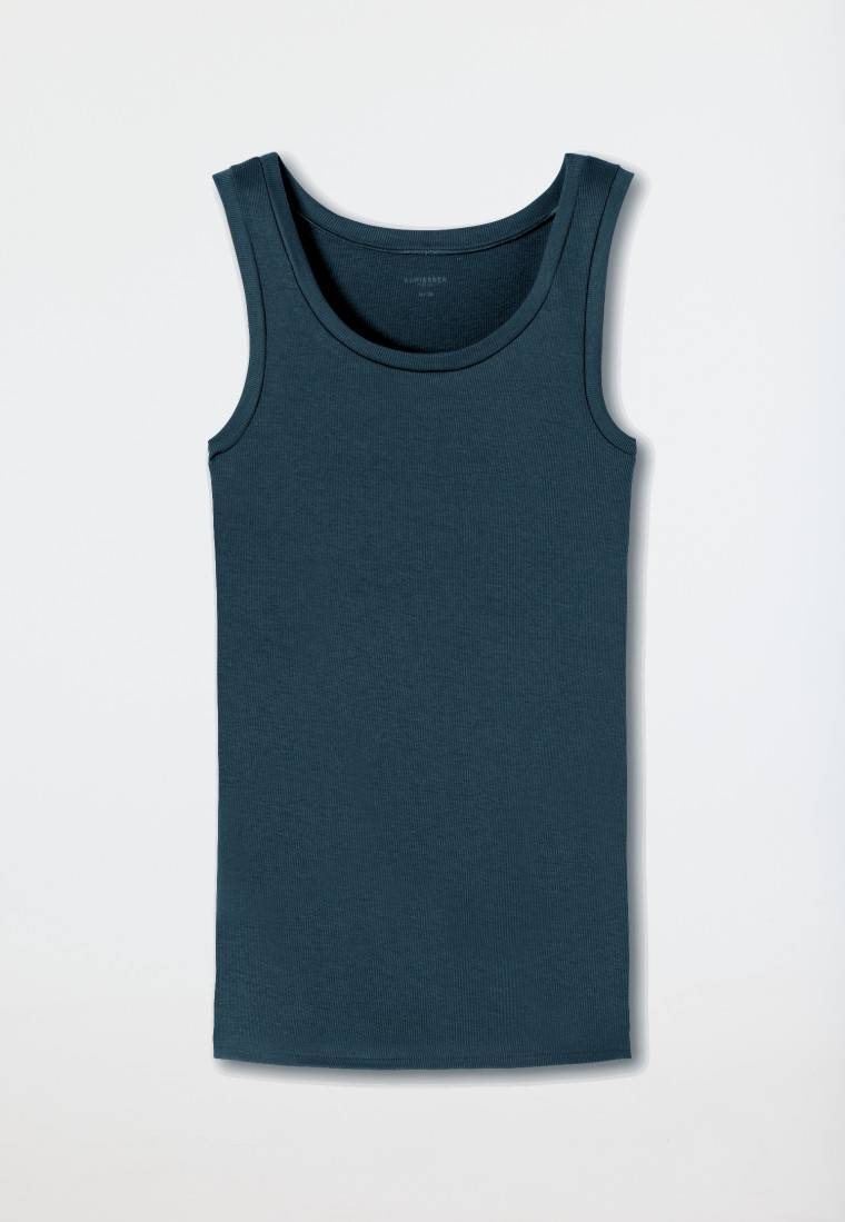 Schiesser Tanktop Doppelripp Organic Cotton jeansblau - Pure Rib Rabatt