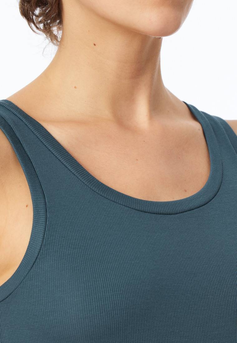 Schiesser Tanktop Doppelripp Organic Cotton jeansblau - Pure Rib Rabatt