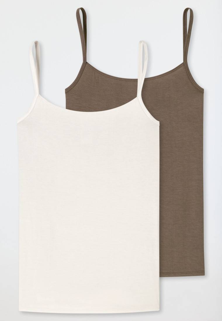 Schiesser Spaghettitops 2er-Pack beige/ taupe - Modal Essentials Versandkostenfrei