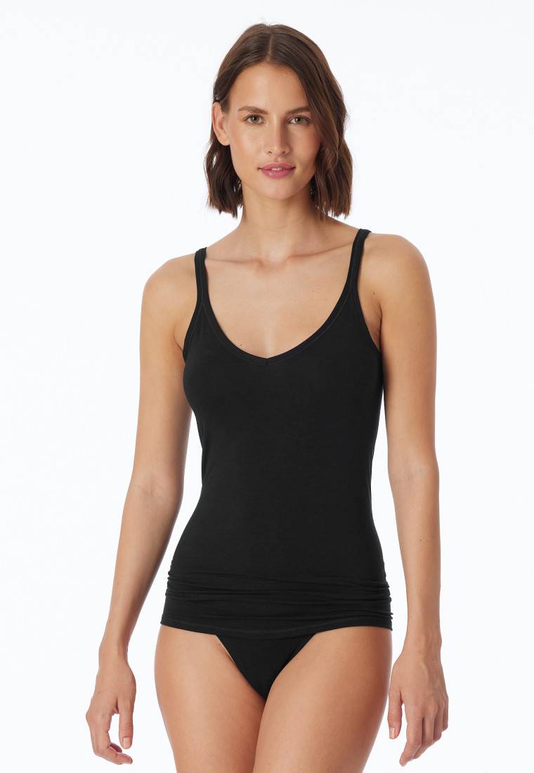 Schiesser Spaghetti-Top schwarz - Personal Fit Online Outlet