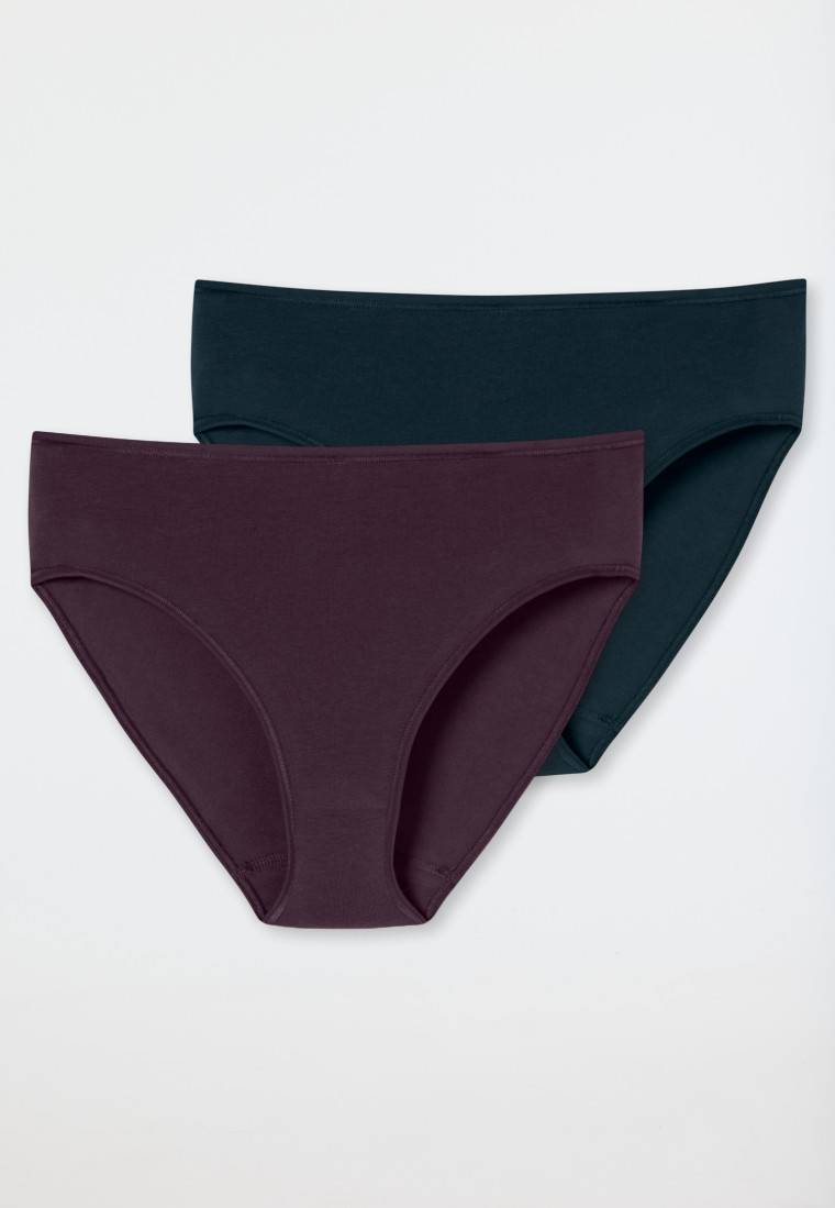 Schiesser Slips 2er-Pack Organic Cotton dunkelblau/pflaume - 95/5 Super Sparpreis